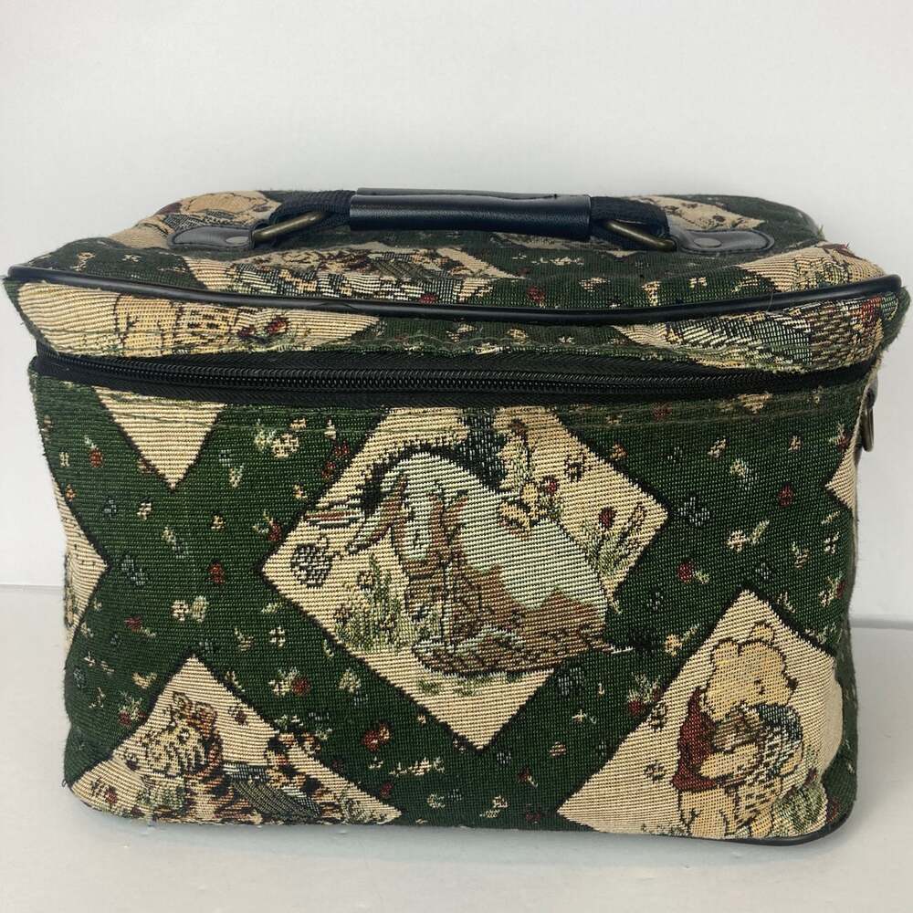 Disney Store Winnie the Pooh Green Tapestry Luggage Travel Cosmetic Make-Up Bag